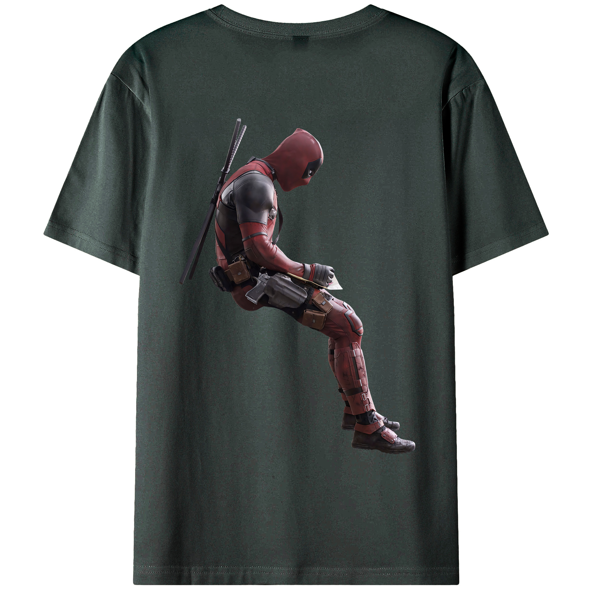 （画像用） Deadpool デッドプール 綿100％ メンズ半袖Tシャツ（バックプリント） 通気性
